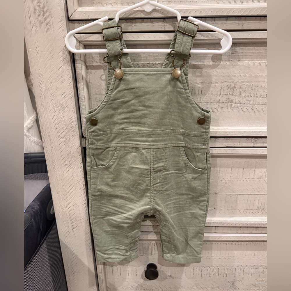 Angel Dear Sage Green Overalls